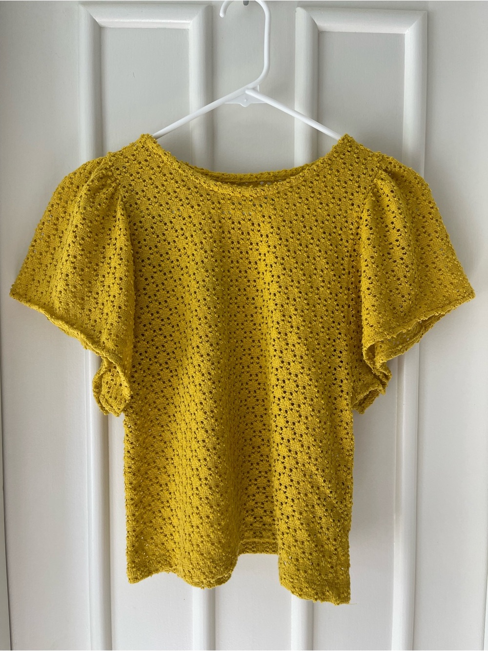 Madewell Texture & Thread Eyelet Flutter-Sleeve Top